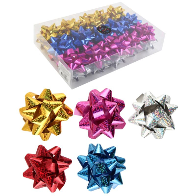 Бант декоративный  72мм голография ассорти полипропилен