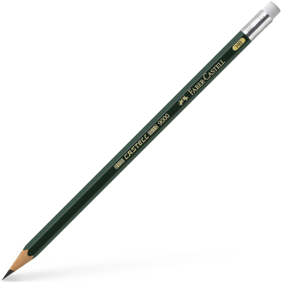 Карандаш чернографитный Faber-Castell 9000 HB профессиональный с ластиком