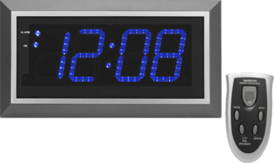 Часы настенные BVItech LED синие 32х19х3см будильник пульт ДУ 220V резервное питание 4хAA