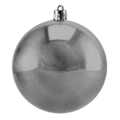 Шар однотонный  80мм серый глянцевый пластик