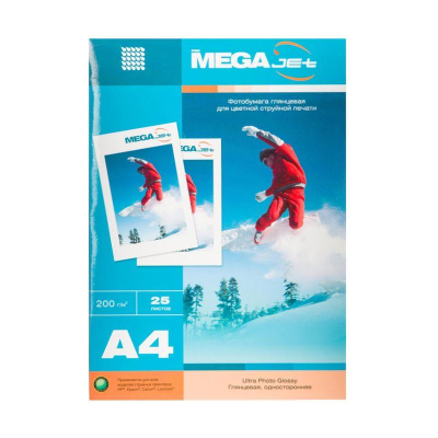 Бумага фото струйная A4  200г  25л ProMEGA jet Photo глянцевая