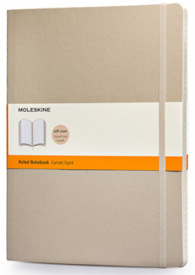 Записная книжка A4-  96л линейка Moleskine® Classic Soft XLarge мягкая обложка на резиновой застежке бежевая
