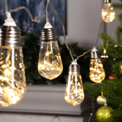 Электрогирлянда  3.0м 'Нить' 80 белых LED ламп 'Лампы' серебристая 8 режимов