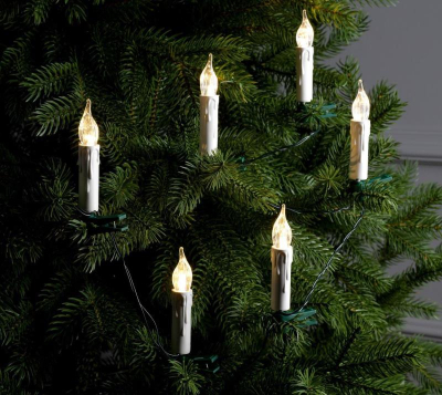 Электрогирлянда 10.0м Свеча на прищепке 50 теплых LED ламп