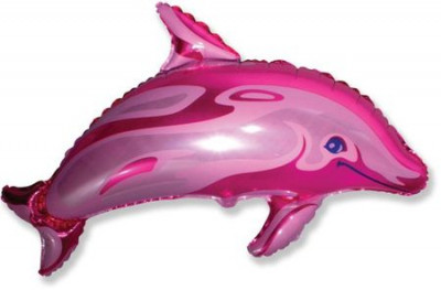 Шар воздушный фольгированный Фигура Дельфинчик розовый Flex Metal 56х94см