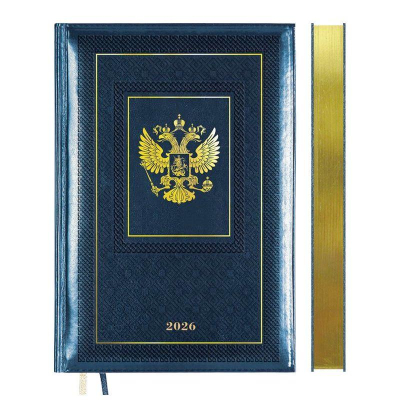 Ежедневник 2026 A5 deVENTE 'Symbol' 336стр тонированный блок твердая обложка с поролоном искусственная кожа синий