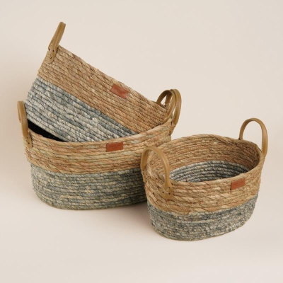 Корзина подарочная плетеная овальная камыш коричневая 31х16х23см