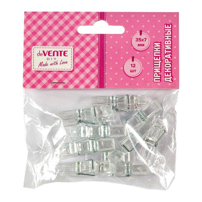 Прищепки декоративные пластиковые deVENTE&nbsp;&nbsp;3.5см 12шт 'Transparent' прозрачные