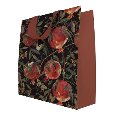 Пакет подарочный бумажный BrunoVisconti® 'Flora' Гранат 26х34x13см матовый Soft touch фольга золото с ручками