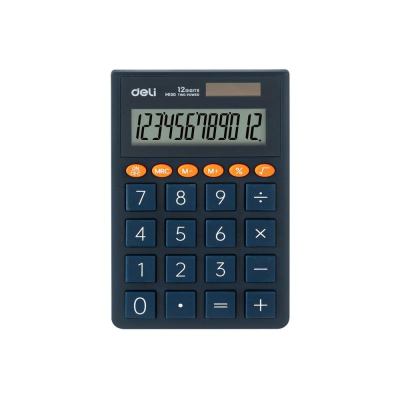 Калькулятор карманный Deli 12 разрядов DP&nbsp;&nbsp;70x112х8.5мм&nbsp;&nbsp;65г синий корпус