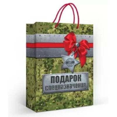 Пакет подарочный 22х31см ламинированный 'Подарок спецназначения'