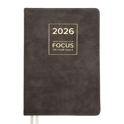 Ежедневник 2026 A5 deVENTE 'Saltos' 336стр тонированный блок твердая обложка искусственная замша серый