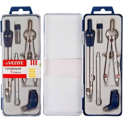 Готовальня&nbsp;&nbsp;5 предметов deVENTE 'Серая серия' в пластиковом футляре