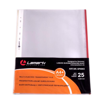 Мультифора с цветным краем&nbsp;&nbsp;40мкм A4+ тиснёная&nbsp;&nbsp;25шт Lamark цвета ассорти
