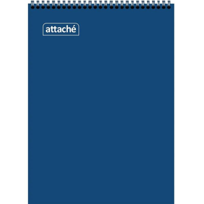 Блокнот A4  60л клетка на гребне Attache картонная обложка плотная подложка синий