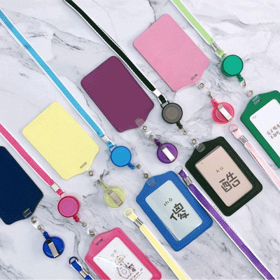 Держатель для бэйджа вертикальный&nbsp;&nbsp;70х110мм deVENTE 'Simple Style' на рулетке со шнуром экокожа 8цв ассорти