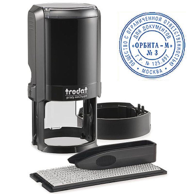 Печать самонаборная 1.5-круговая d-42мм Trodat Printy 4642P4 Typo R1.5 +касса пинцет черный корпус