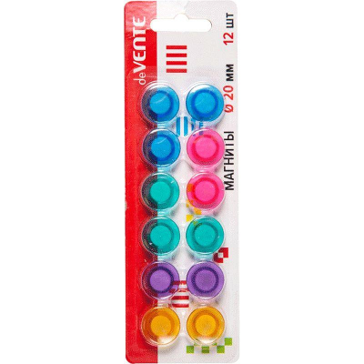 Магнитный держатель сферический ø-20мм deVENTE 12шт 'Circle' полупрозрачный цвета ассорти