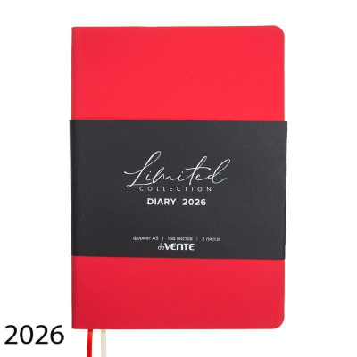 Ежедневник 2026 A5 deVENTE 'Nobile' 336стр тонированный блок гибкая обложка искусственная кожа Soft touch красный