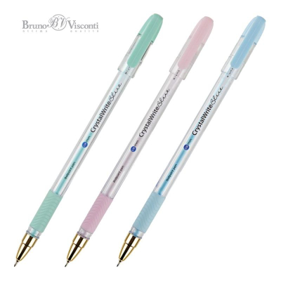 Ручка шариковая BrunoVisconti® 0.5мм 'Crystal Write' 'Zefir' с резиновой манжетой игольчатый стержень синяя