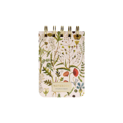 Блокнот A7 100л линейка на гребне BrunoVisconti® 'Cute Journal' картонная Soft Touch обложка фольга золото 'Flora' Луговые травы