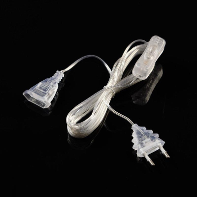 Удлинитель для комнатных гирлянд 5.0м с выключателем прозрачный провод