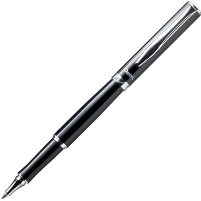 Ручка гелевая Pentel 'Sterling' сталь хром черный лак