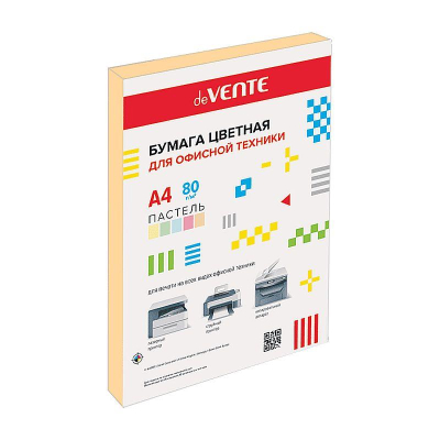 Бумага цветная A4 deVENTE  80г пастель оранжевая 100л