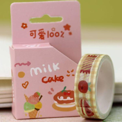 Клейкая лента декоративная бумажная 'Milk cake' 0.015х5м