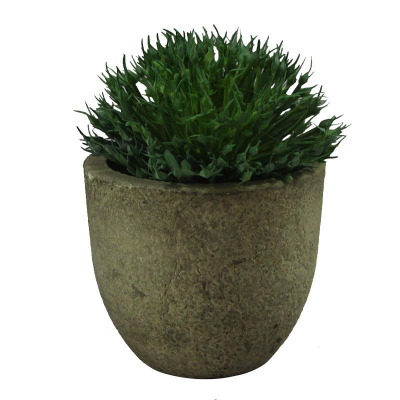 Растение искусственное цветок 'Трава' зеленая в сером кашпо&nbsp;&nbsp;8.5см