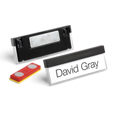 Держатель для бэйджа/ID-карты горизонтальный  67х17мм Durable Select магнитный черный