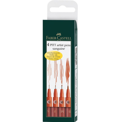 Ручки капиллярные художественные Faber-Castell Pitt  4шт sanguine S/F/M/B