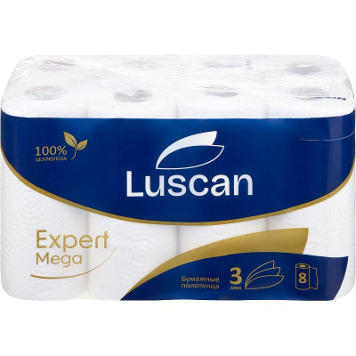 Полотенце бумажное Luscan 'Expert' Mega  3 слоя  96л 12х22см  8рул с тиснением