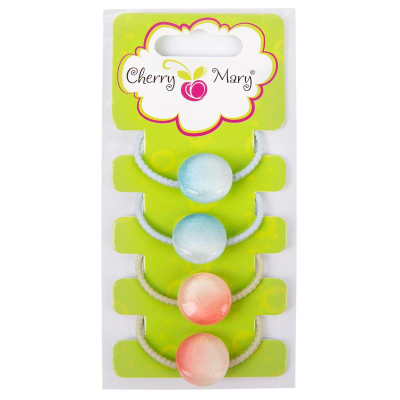 Резинки для волос CHERRY MARY  4шт розовые/голубые
