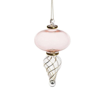 Капля 15х7см фигурная прозрачная розовая с золотом стекло VALMA