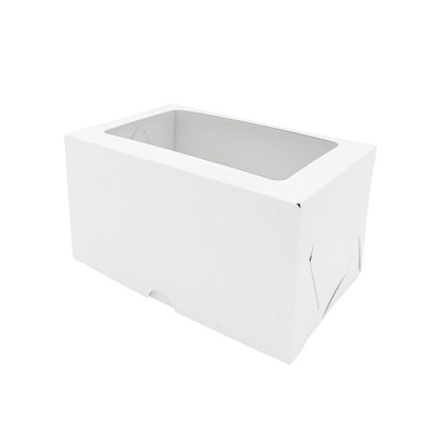 Коробка для капкейков на  2шт 15.8х9.8х10см белая с окном