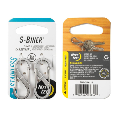 Карабин стальной Nite Ize S-Biner® 1 серебристый 2шт