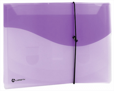 Папка с резиновой застежкой пластиковая A4 с  4 отделениями Lamark полупрозрачная серо-лиловая