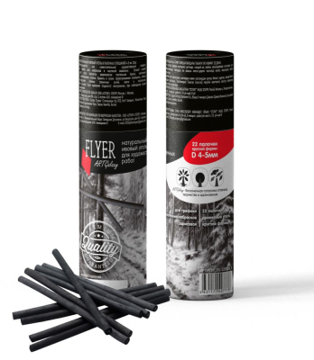 Уголь натуральный Flyer ø-4-5мм L-135мм 22шт в картонном тубусе