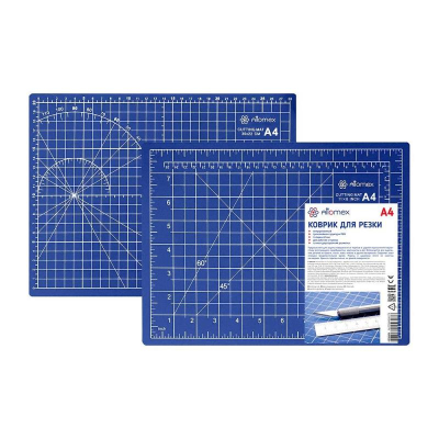 Коврик для резки A4&nbsp;&nbsp;30x22,5см&nbsp;&nbsp;3-слойный Attomex&nbsp;&nbsp;2-сторонний синий