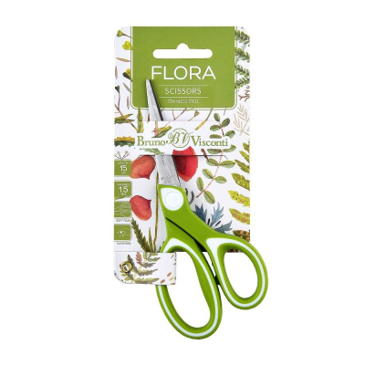 Ножницы 15см BrunoVisconti® 'Flora' с резиновыми вставками Soft Touch в блистере