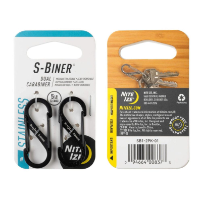 Карабин стальной Nite Ize S-Biner® 1 черный 2шт
