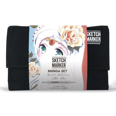 Маркеры художественные спиртовые Sketchmarker 'Manga' 24цв двусторонние + сумка органайзер