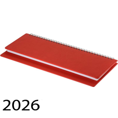 Планинг  2026  30х13см BrunoVisconti® 'Velvet' 128стр на гребне искусственная кожа красный