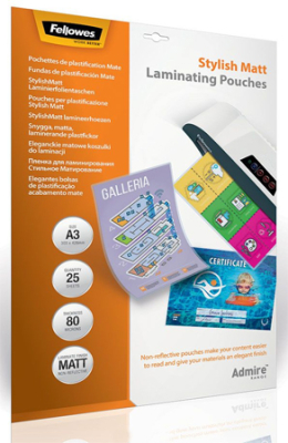 Пленка для ламинирования Fellowes® A3&nbsp;&nbsp; 80мкм&nbsp;&nbsp;25шт матовая Admire Stylish Matt