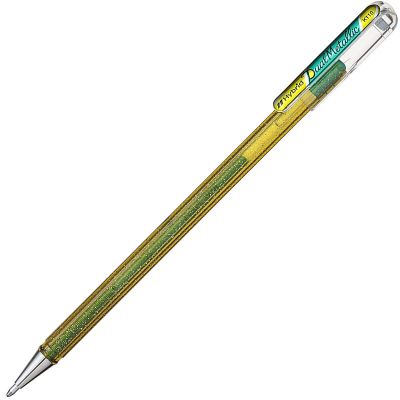 Ручка гелевая Pentel 1.0мм Hybrid Dual Metallic чернила 'хамелеон' желтый + зеленый металлик