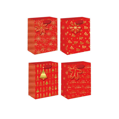 Пакет подарочный новогодний 18х23х10см 'Новогоднее торжество' 4 дизайна