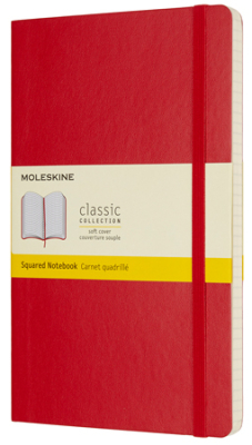 Записная книжка A5  96л клетка Moleskine® Classic Soft Large мягкая обложка на резиновой застежке красная