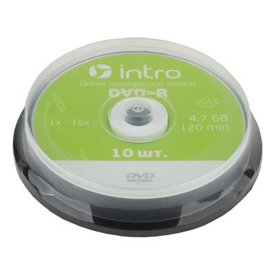 Диск DVD-R 4.7Gb 16X Intro&nbsp;&nbsp;10шт Cake box