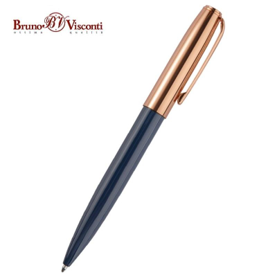 Ручка шариковая BrunoVisconti® 'Napoli' 1.0мм металлический корпус синий/розовое золото в футляре синие чернила